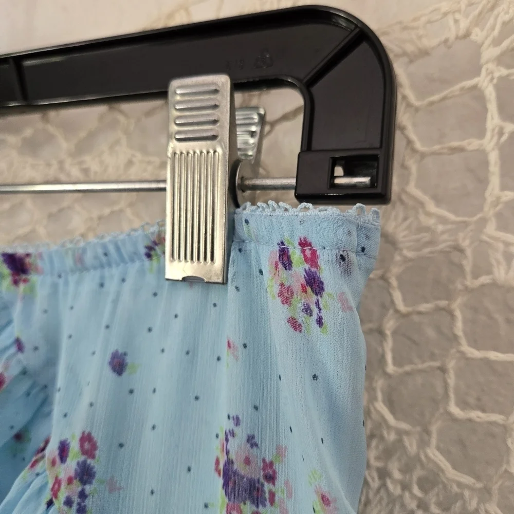 Urban Outfitters Boho Fairycore Blue Ditsy Floral Ruffle Asymmetrical Midi Skirt